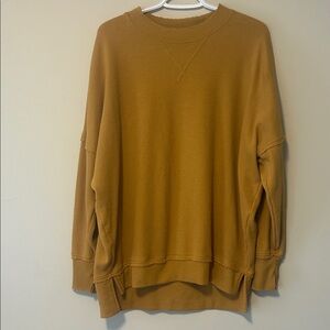 Aerie Crewneck Waffle Sweatshirt — Mustard Gold